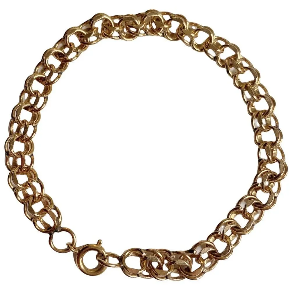 Yellow Gold Filled Double Rollo Great for‎ Charms Link Chain Bracelet
